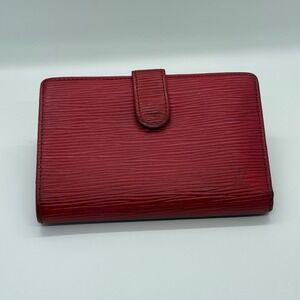 Louis Vuitton‎ Red Epi Leather KISS Lock Wallet Coin Purse Vintage GUC